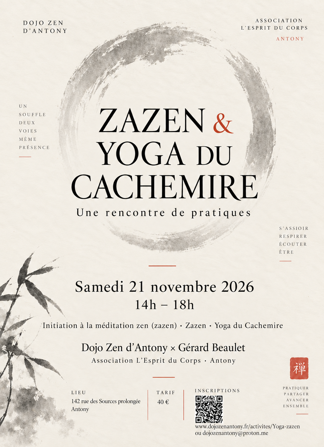 Affiche de l'événement Méditation zen et Yoga du Cachemire